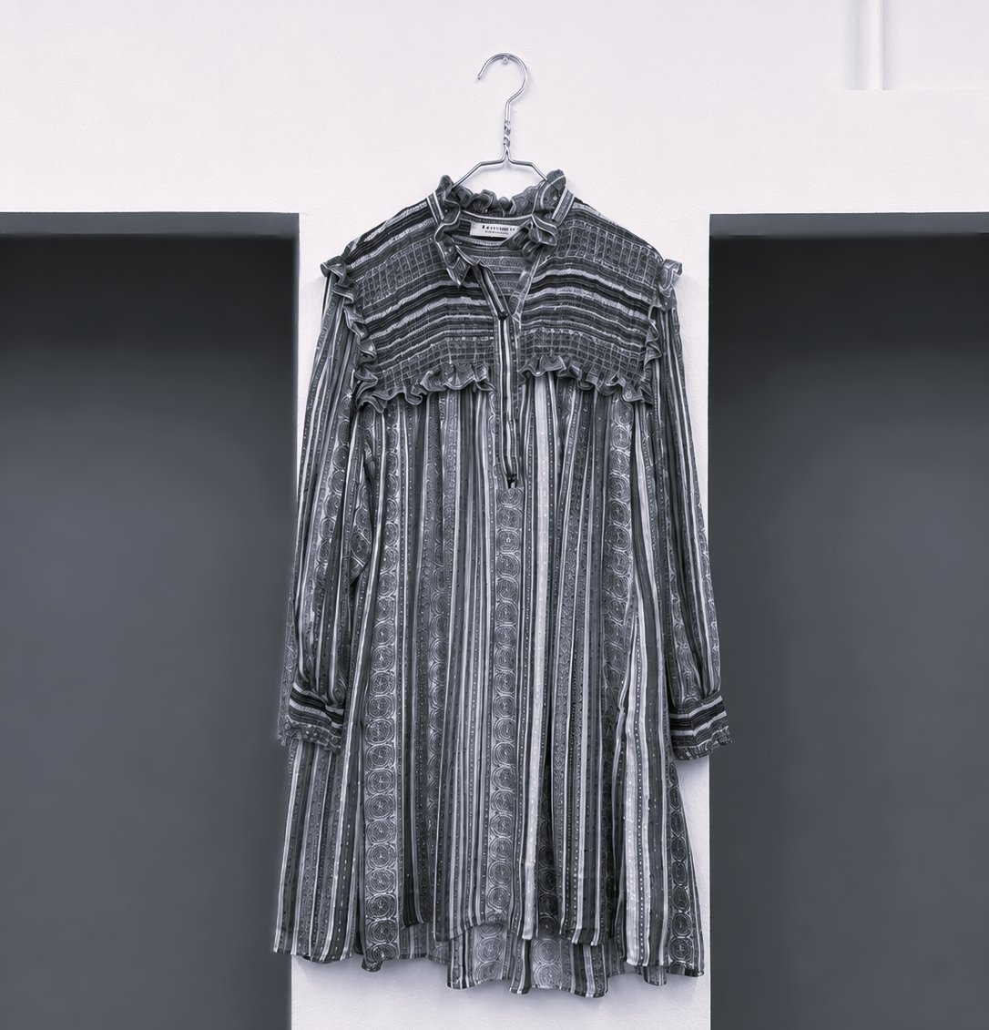 Philosophy di Lorenzo Serafini striped ruffled dress on a hanger
